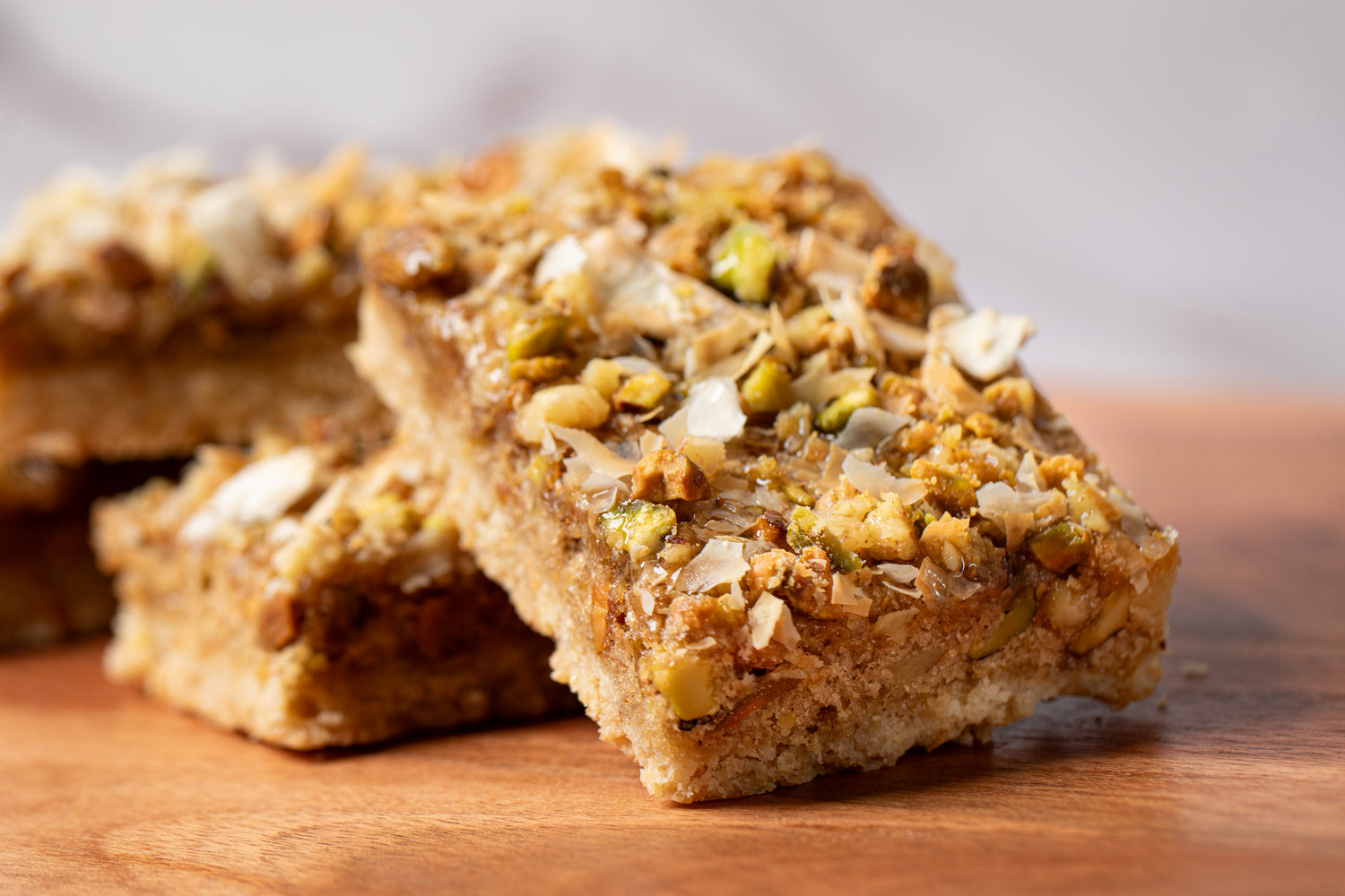 baklava bar with walnuts, pistachios and phyllo dough