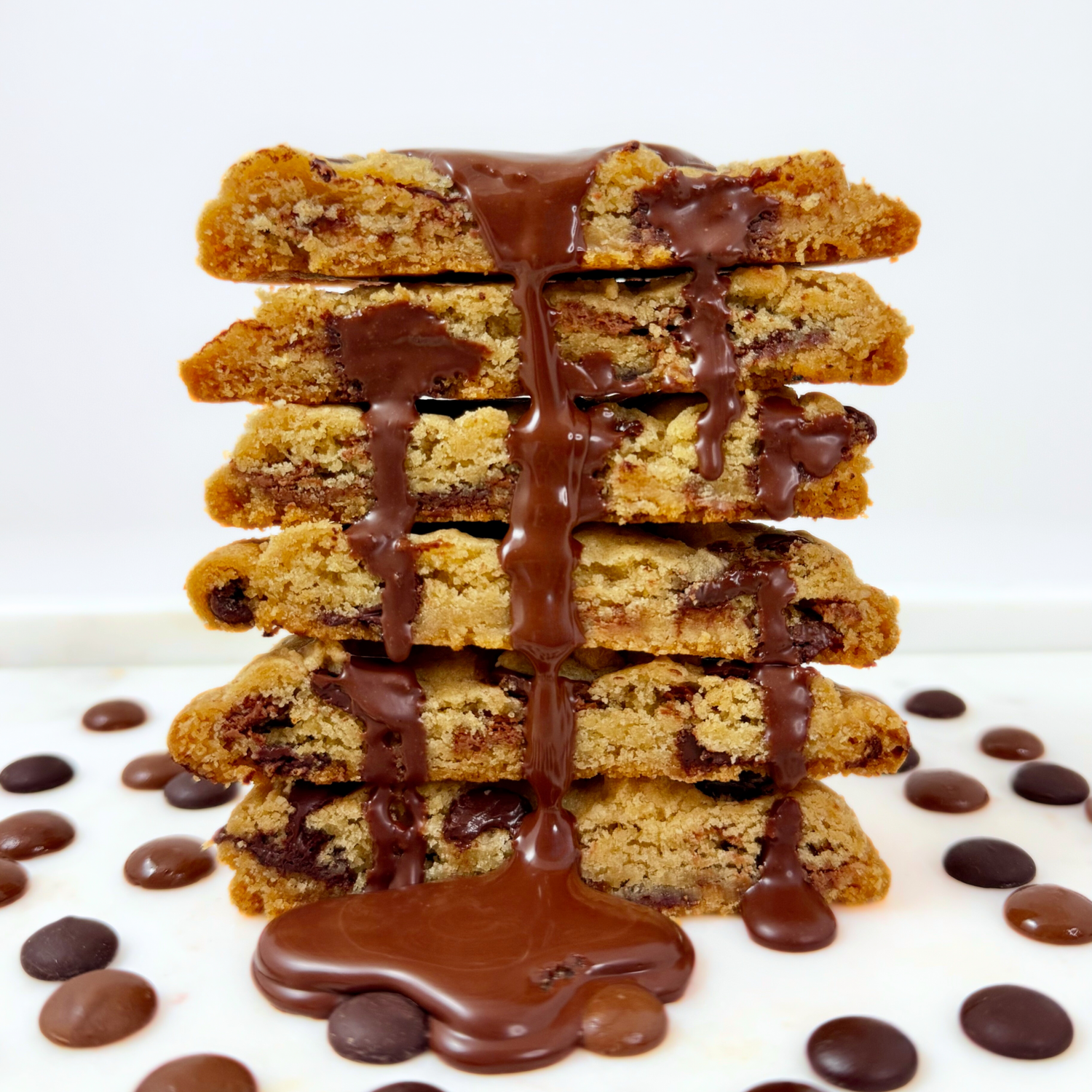 Decadent chocolate chip cookies made with rich Irish butter, Madagascar Bourbon pure vanilla extract, and premium Belgian chocolate for an indulgent, gourmet treat