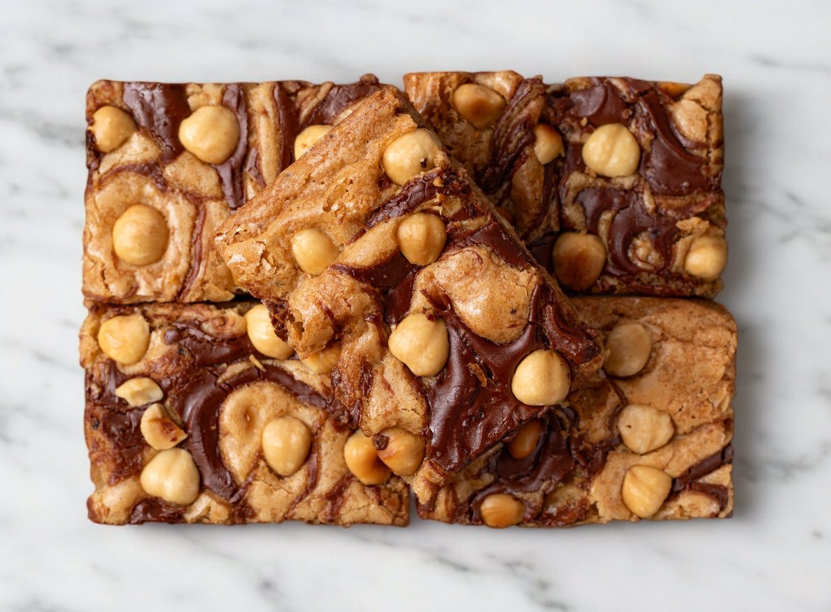 Hazelnut Chocolate Blondie with hazelnuts and nutella