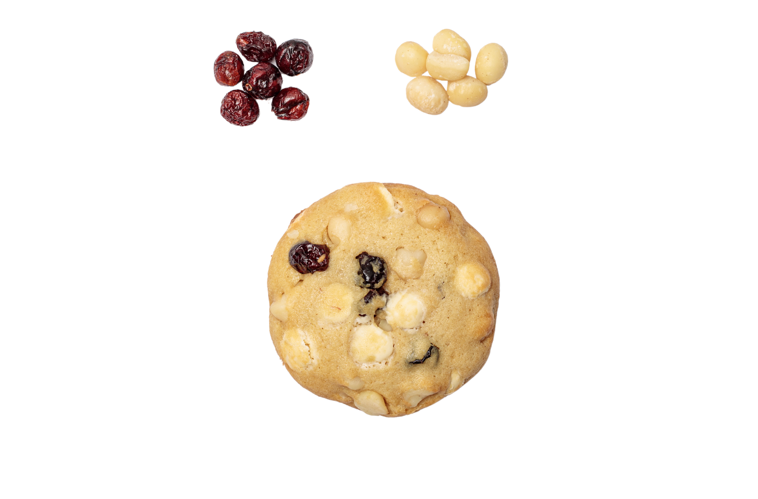 Gourmet cranberry macadamia cookies with creamy white chocolate, featuring a perfect balance of tart dried cranberries, crunchy macadamia nuts, and smooth white chocolate in every bite