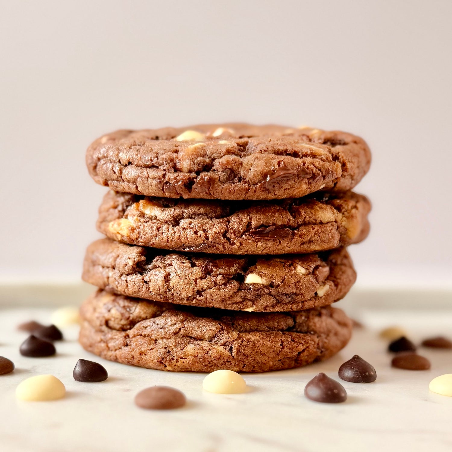 3 chocolate cookie with dark, milk and white chocolate