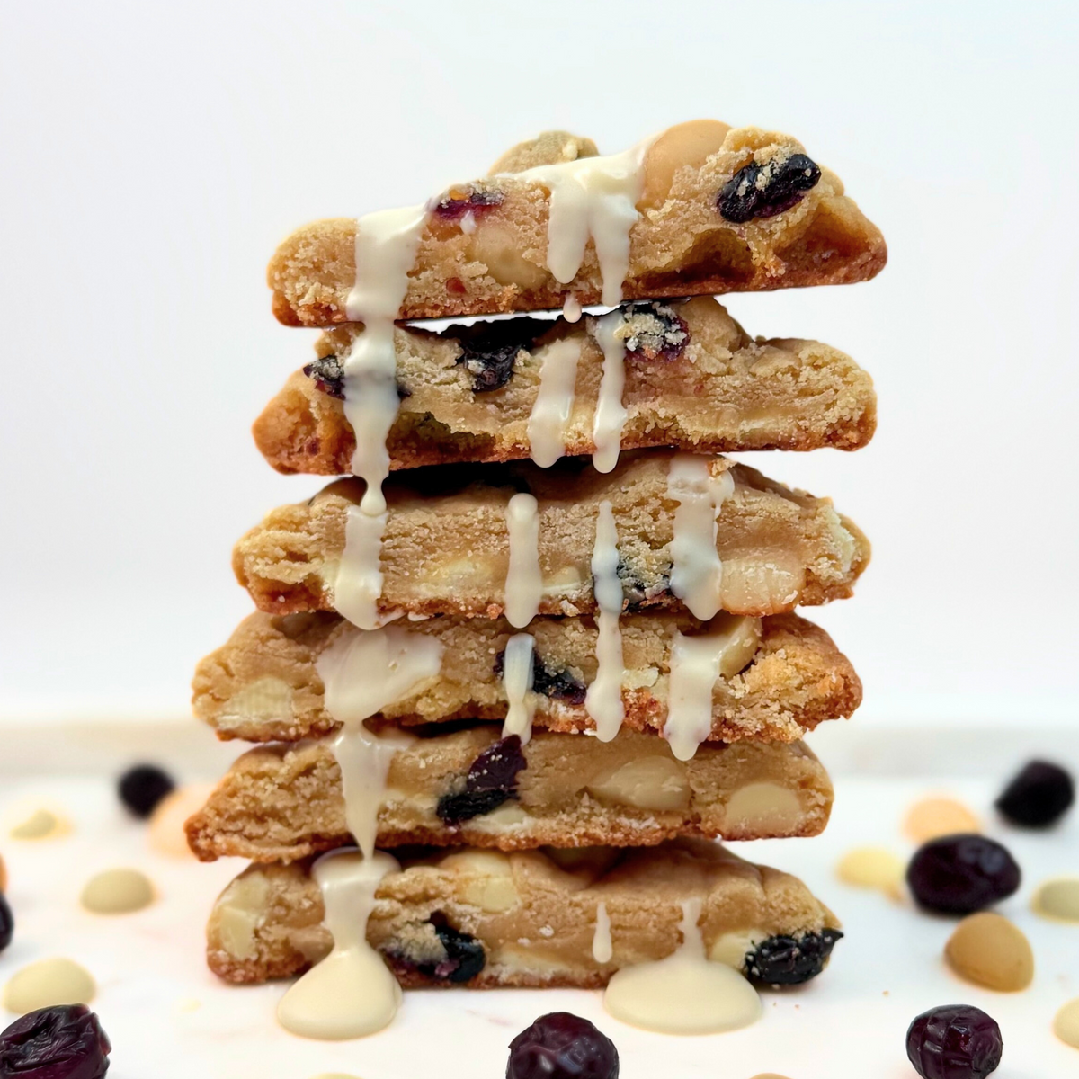 Gourmet cranberry macadamia cookies with creamy white chocolate, featuring a perfect balance of tart dried cranberries, crunchy macadamia nuts, and smooth white chocolate in every bite.