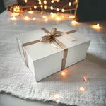 White gift box with ribbon perfect for gifts, birthday, anniversary, graduation, Mothers day, Fathers day and sympathy gift