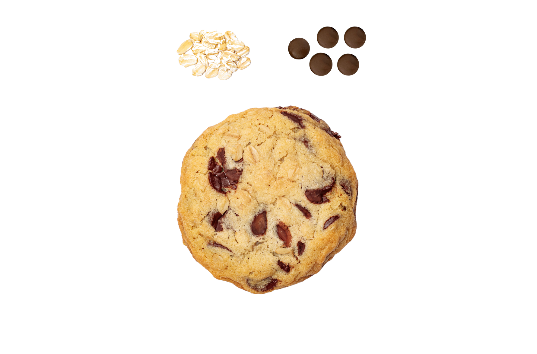 Wholesome oat cookies loaded with premium Belgian dark chocolate, combining hearty oats with rich, smooth chocolate for a perfect balance of chewy and indulgent flavors